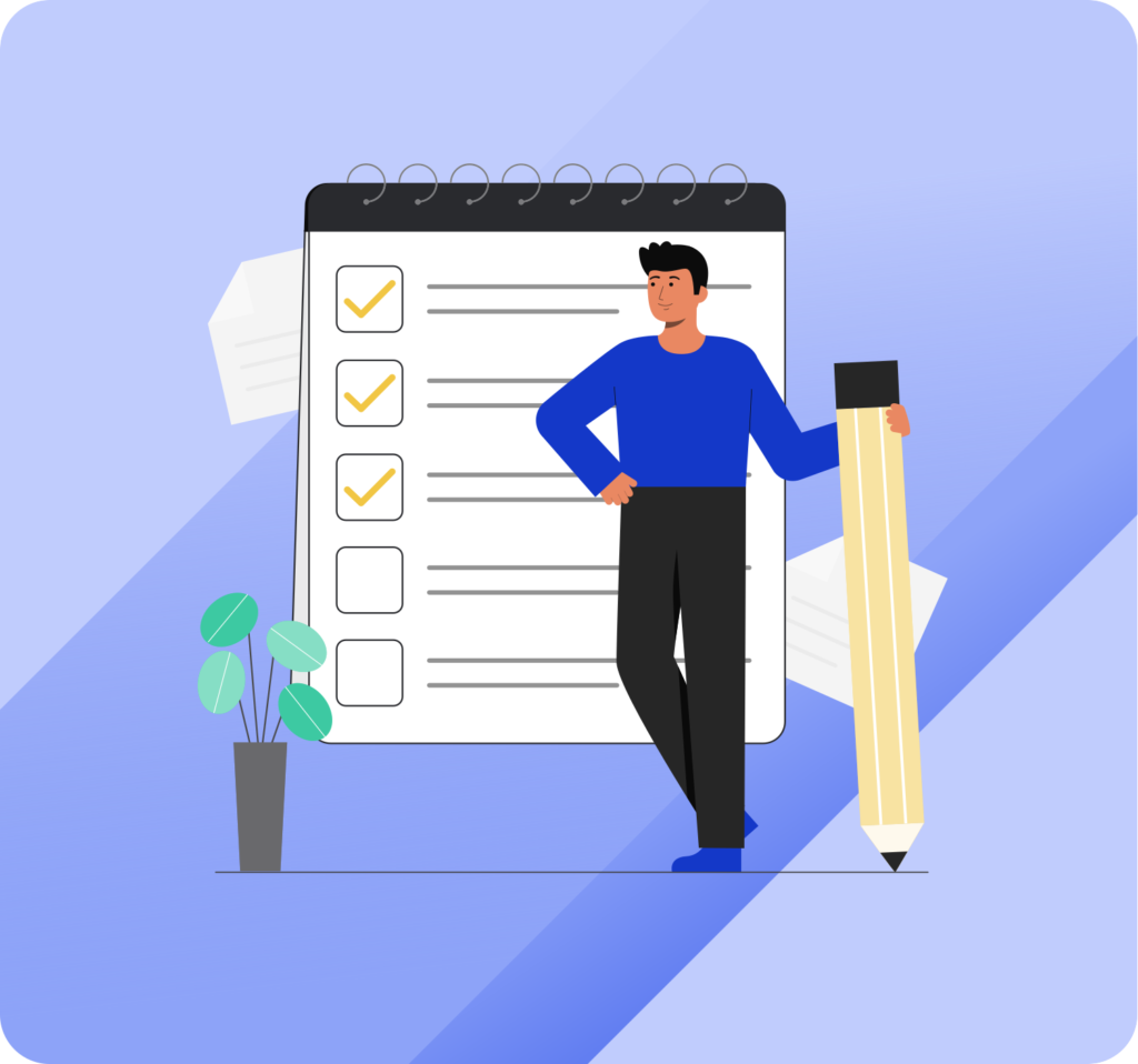 Illustrazione grafica del professionista impegnato con le task di una consulenza per gare d'appalti