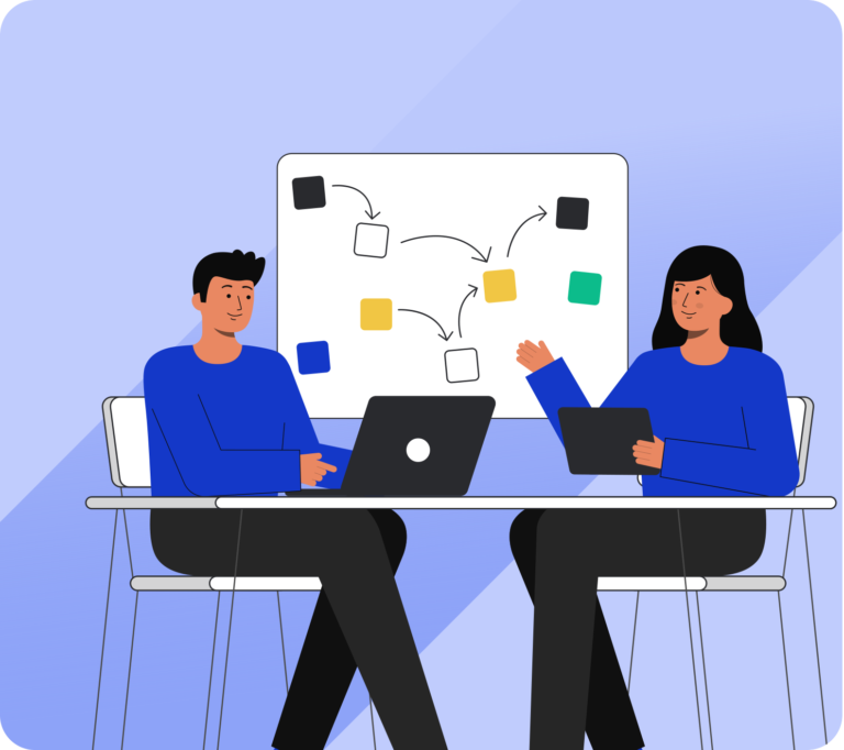 Illustrazione di professionisti che collaborano per la strategia di un bando pubblico